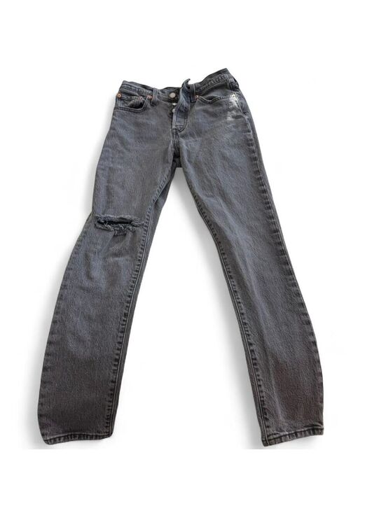 Levi's Denim - Levi's 501 Skinny Jeans Black Distressed Raw Hem High Waisted Women's W25 L30